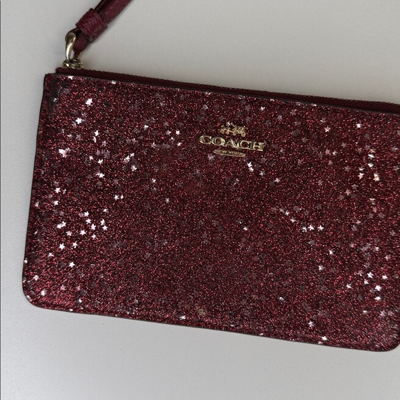 Coach star glitter wristlet wallet F33702 gold red - Picture 3 of 9